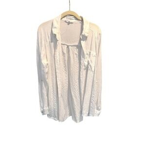 Jane Delancy White Textured Button Down Shirt Long Sleeve Large Minimalist